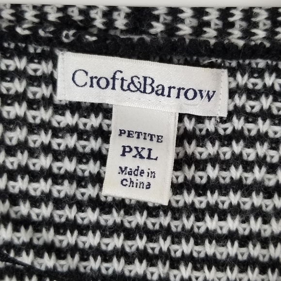 Croft & Barrow Black & White Knitted Open Front Draping Cardigan. Petite XL. - Picture 2 of 6